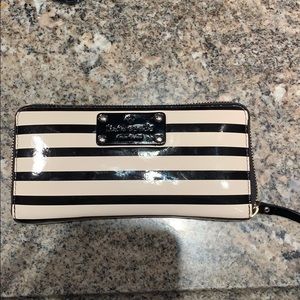 Black and white stripped Kate spade wallet